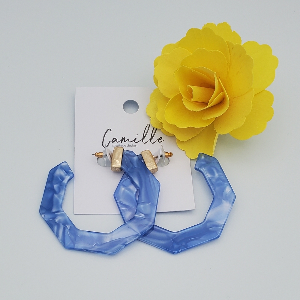 Gorgeous blue, octagonal hoops